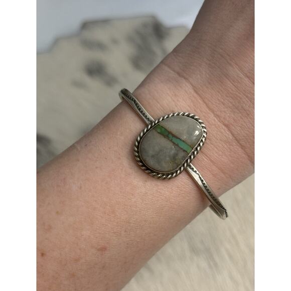 Southwest Jewelry - Sterling Silver Royston Ribbon Turquoise Native Donovan Skeet Cuff Bracelet 925